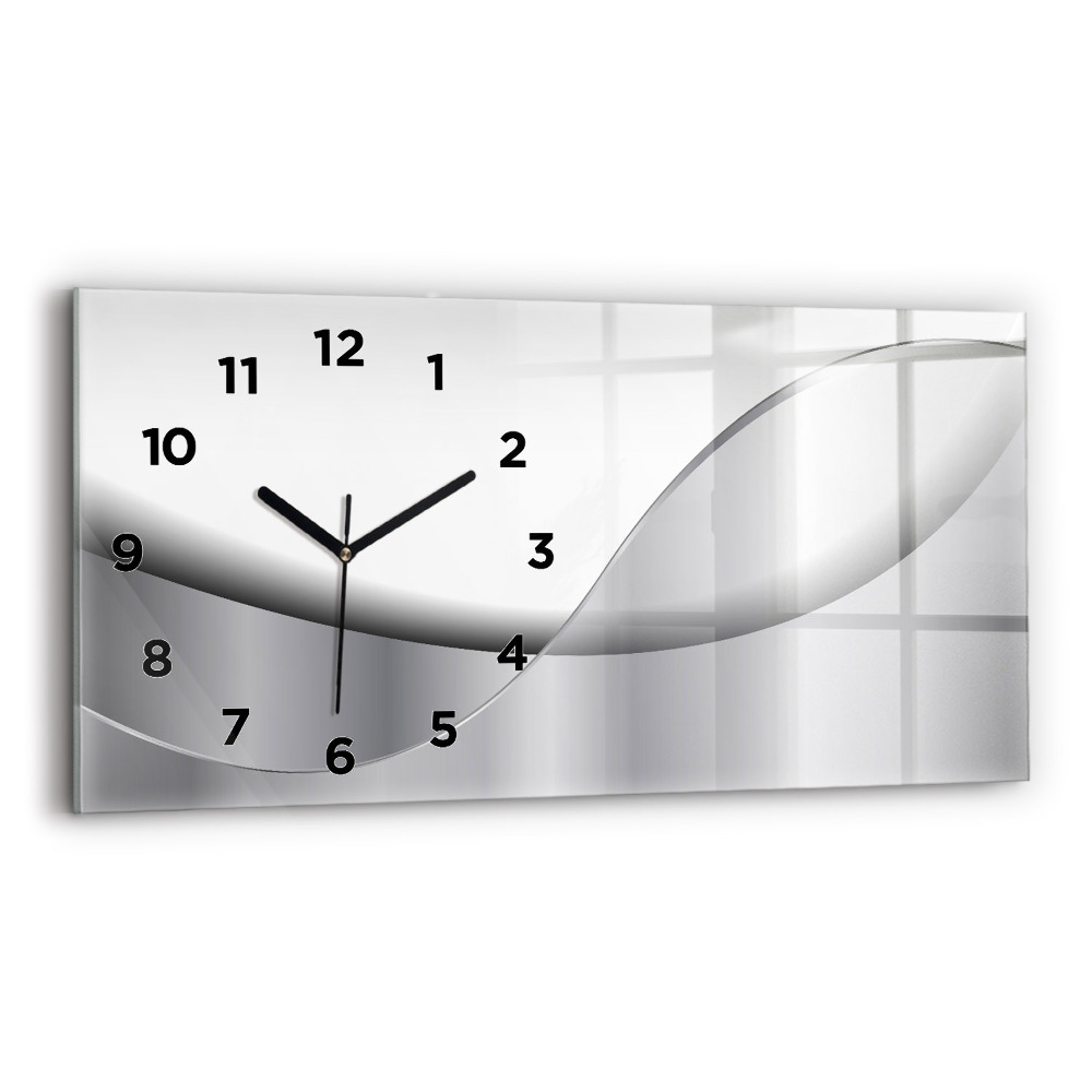 Horloge murale horizontale Abstraction argentée