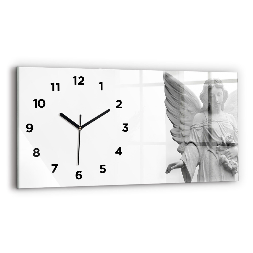 Horloge murale horizontale Sculpture d'un ange avec des ailes