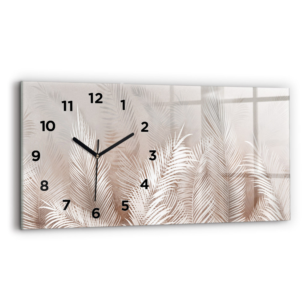 Horloge horizontale en verre Feuilles tropicales