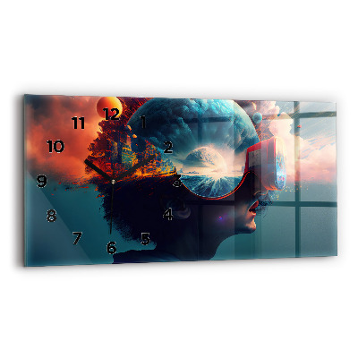 Horloge rectangulaire horizontale Monde virtuel futuriste