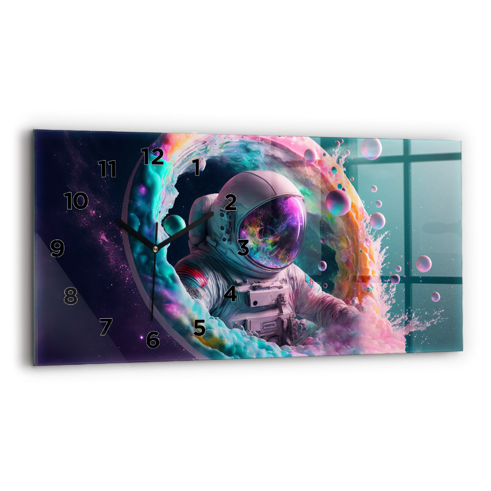 Horloge horizontale en verre Nuages aux couleurs des cosmonautes