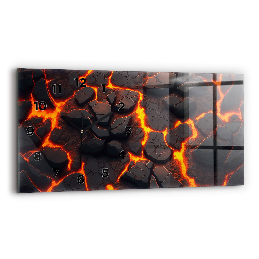 Horloge murale horizontale Volcan de lave