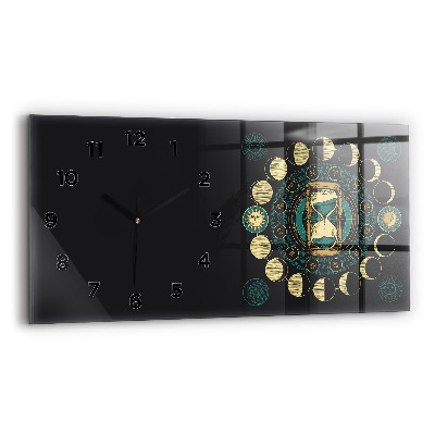 Horloge rectangulaire horizontale Phases de la lune et sablier