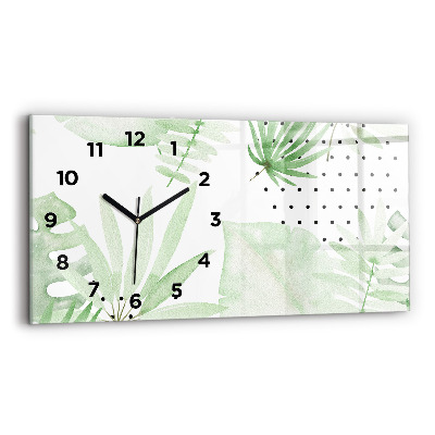 Horloge horizontale en verre Feuilles vertes