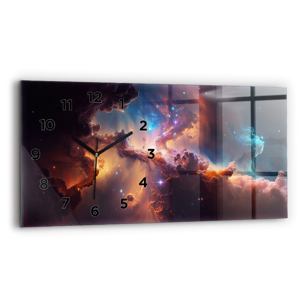 Horloge horizontale en verre Monde cosmique d'étoiles