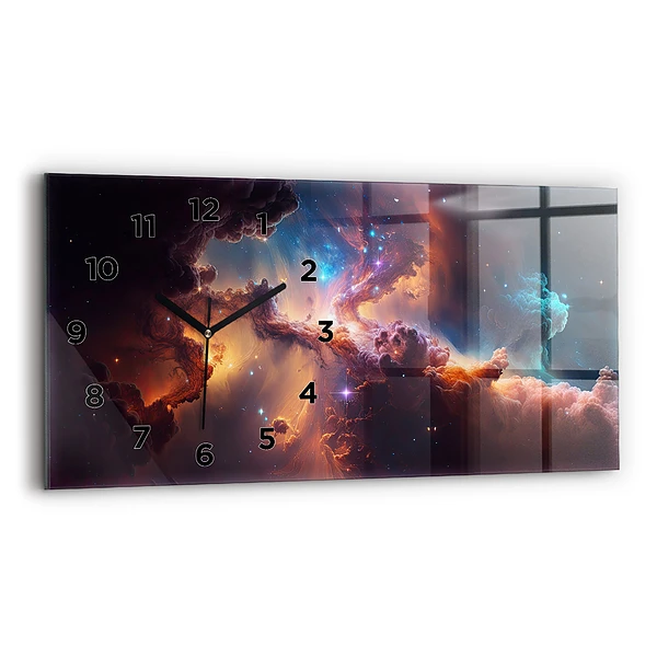 Horloge horizontale en verre Monde cosmique d'étoiles