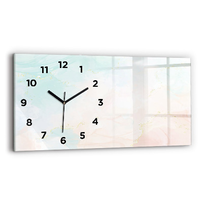 Horloge horizontale en verre Aquarelle marbre