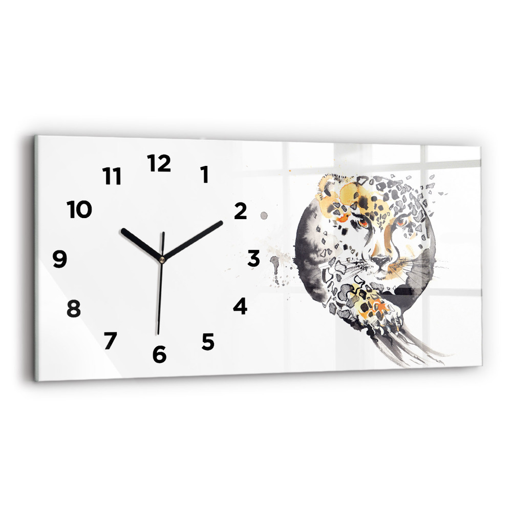 Horloge horizontale en verre Guépard à l'intérieur d'un cercle