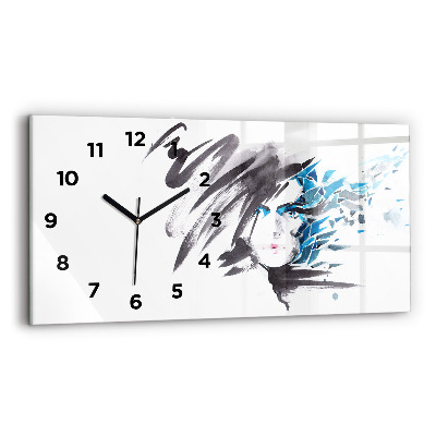 Horloge rectangulaire horizontale Visage abstrait d'une femme