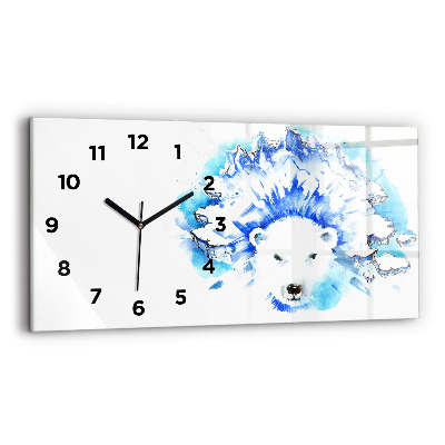 Horloge murale horizontale Ours sur fond de glace