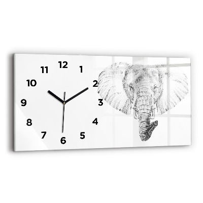 Horloge rectangulaire horizontale Tête d'éléphant vectorielle