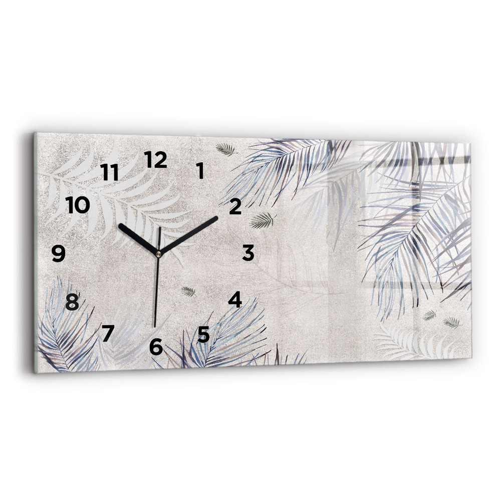Horloge horizontale en verre Feuille de palmier