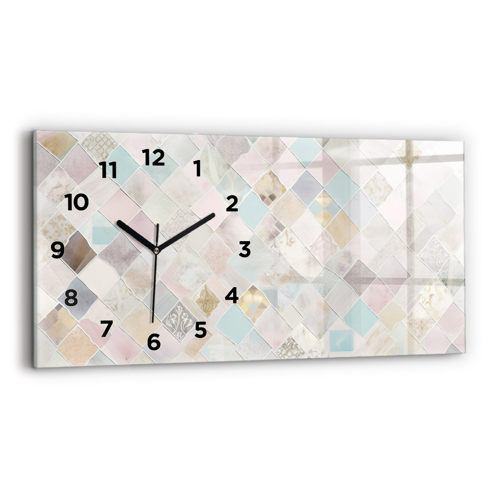 Horloge murale horizontale Tuiles colorées
