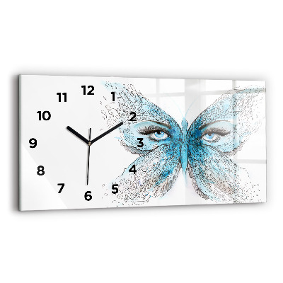 Horloge horizontale en verre Visage en forme de papillon