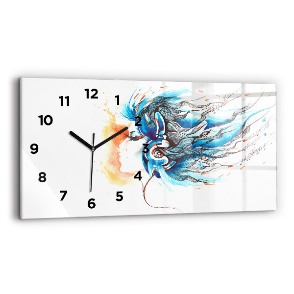 Horloge horizontale en verre Illustration d'écouteurs