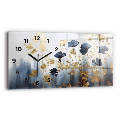 Horloge rectangulaire horizontale Fleurs abstraites
