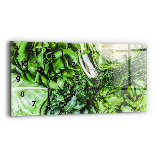 Horloge horizontale en verre Légumes verts