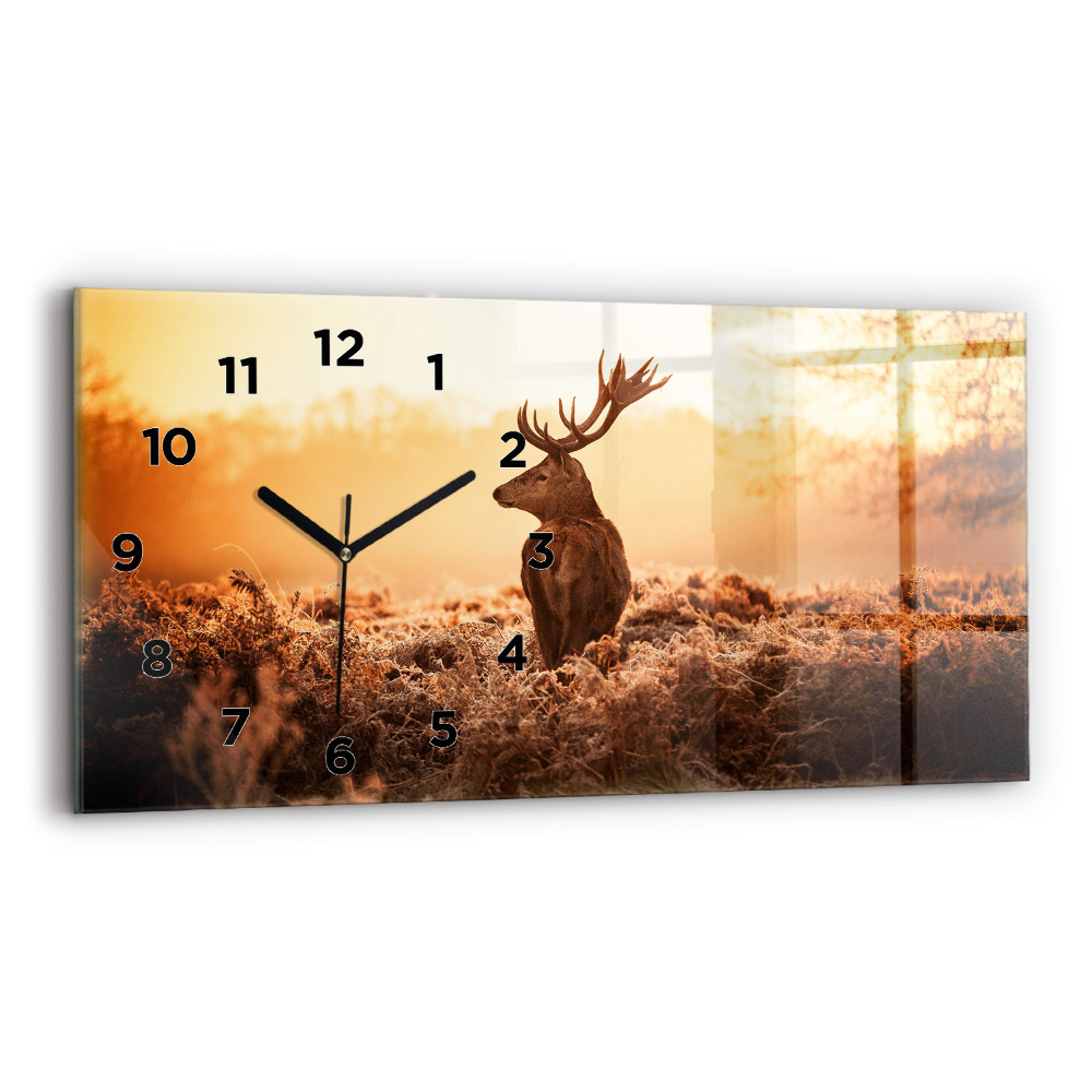 Horloge horizontale en verre Cerf au lever du soleil