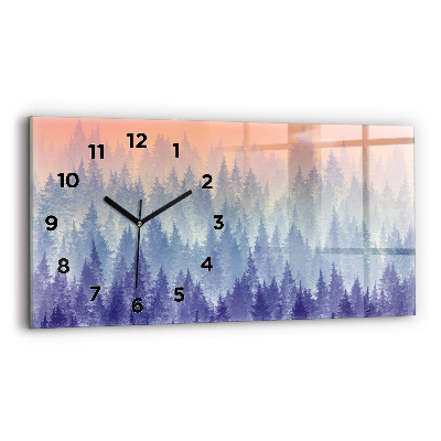 Horloge horizontale en verre Forêt dans la brume