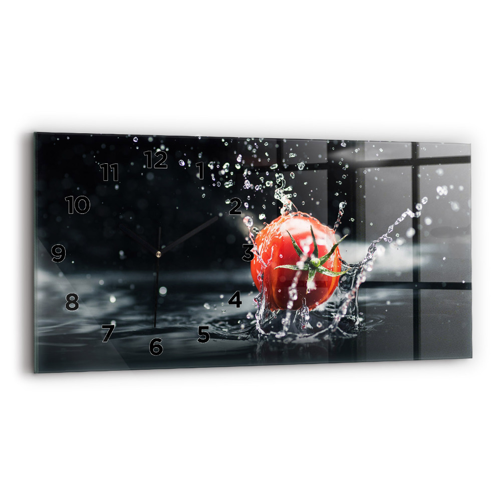 Horloge horizontale en verre Tomate