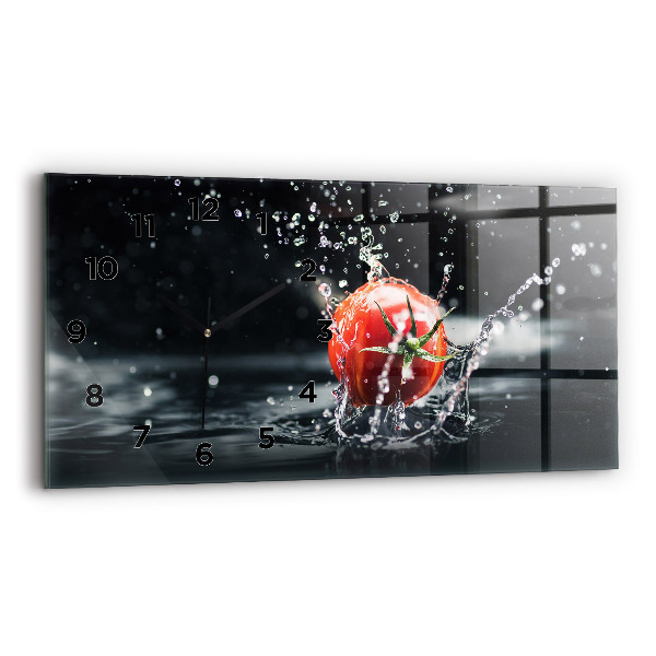 Horloge horizontale en verre Tomate
