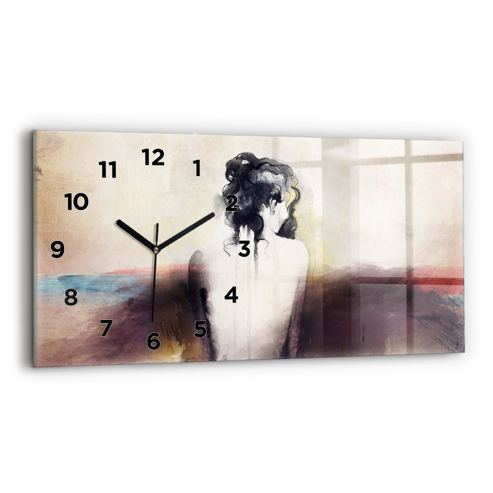 Horloge rectangulaire horizontale Portrait abstrait d'une femme