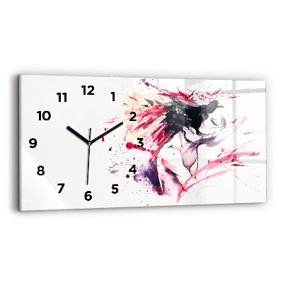 Horloge horizontale en verre Amoureux abstrait