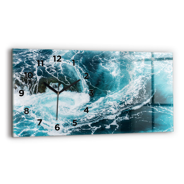 Horloge horizontale en verre Vagues écumantes et tourbillonnantes