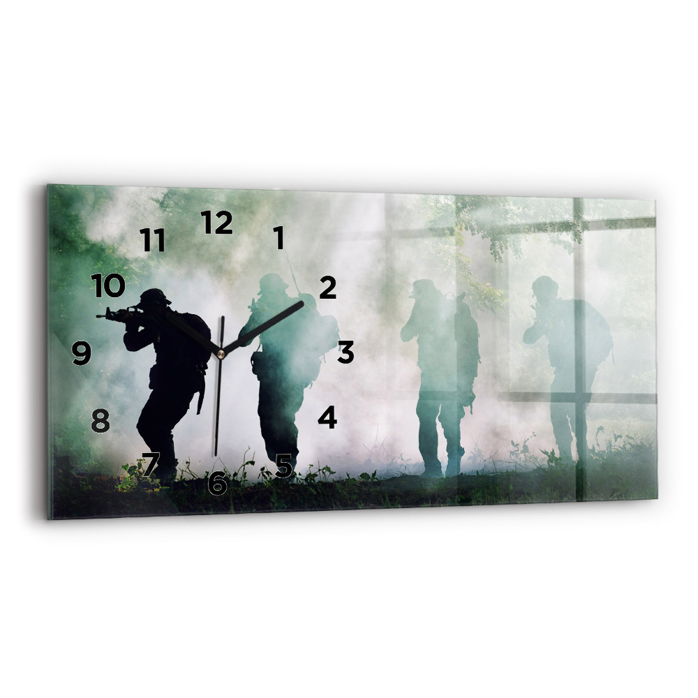 Horloge murale horizontale Soldats dans une forêt