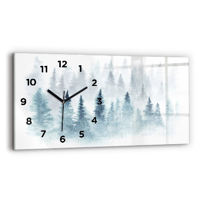Horloge horizontale en verre Forêt d'hiver