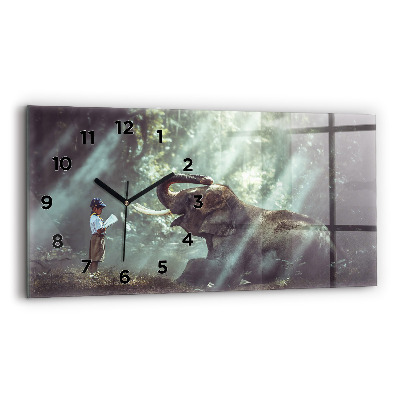 Horloge rectangulaire horizontale Garçon lisant un livre