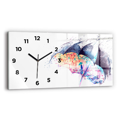 Horloge horizontale en verre Parapluie et ville