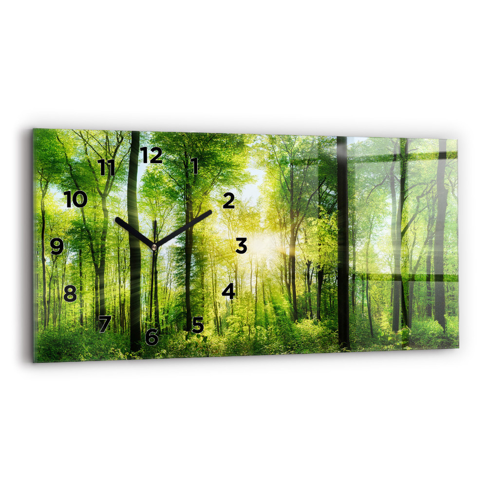 Horloge murale horizontale Nature, arbres de la forêt