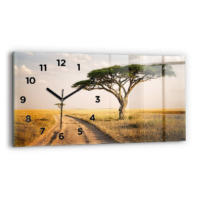 Horloge horizontale en verre Paysage africain