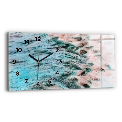 Horloge horizontale en verre Plumes colorées