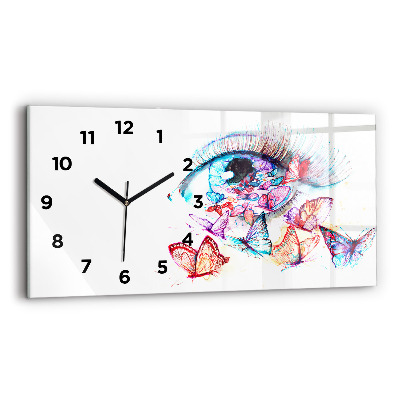 Horloge horizontale en verre Papillons aux yeux colorés