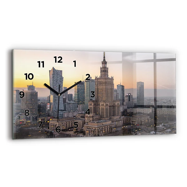 Horloge horizontale en verre Panorama de Varsovie