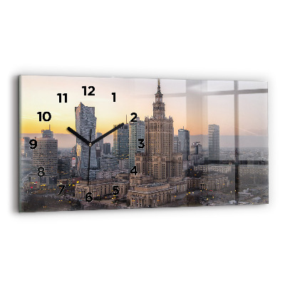 Horloge horizontale en verre Panorama de Varsovie