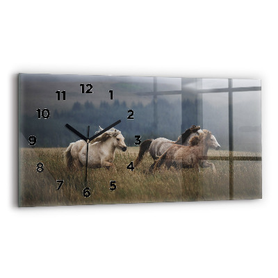 Horloge murale horizontale Chevaux au galop