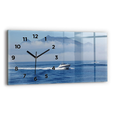 Horloge horizontale en verre Bateau flottant sur l'océan