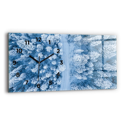 Horloge murale horizontale Forêt vue d'oiseau Drone