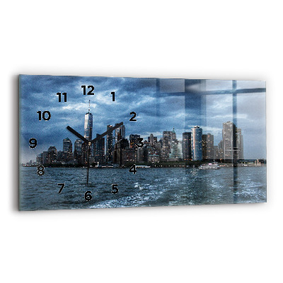 Horloge murale horizontale Panorama de la ville de New York