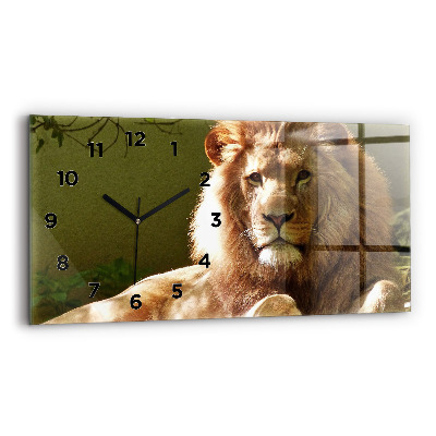 Horloge horizontale en verre Portrait d'un lion