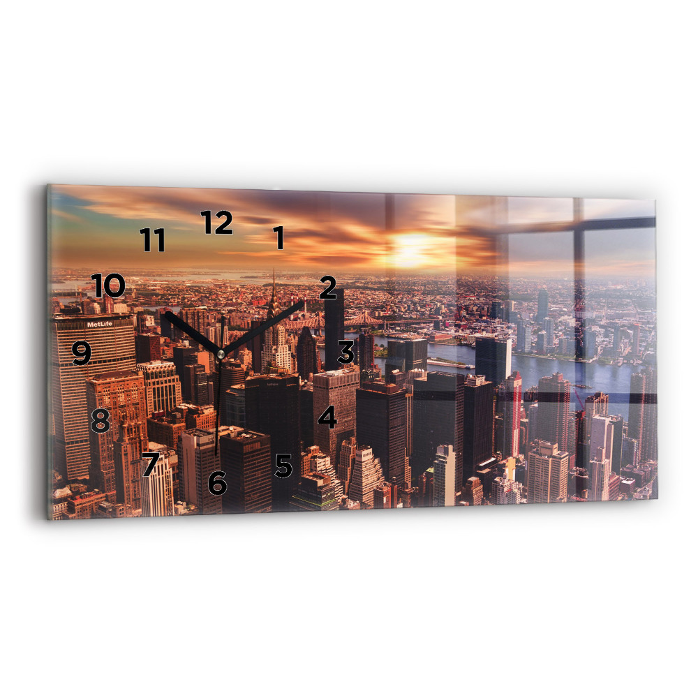 Horloge rectangulaire horizontale Panorama de la ville à l'ouest