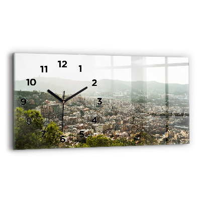 Horloge murale horizontale Vue de Montjuic à Barcelone