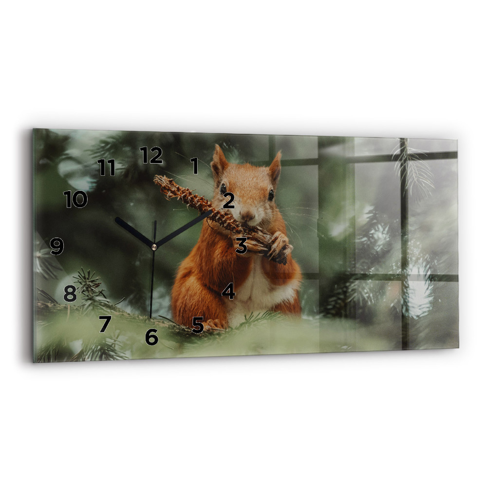Horloge rectangulaire horizontale Écureuil et animaux sauvages