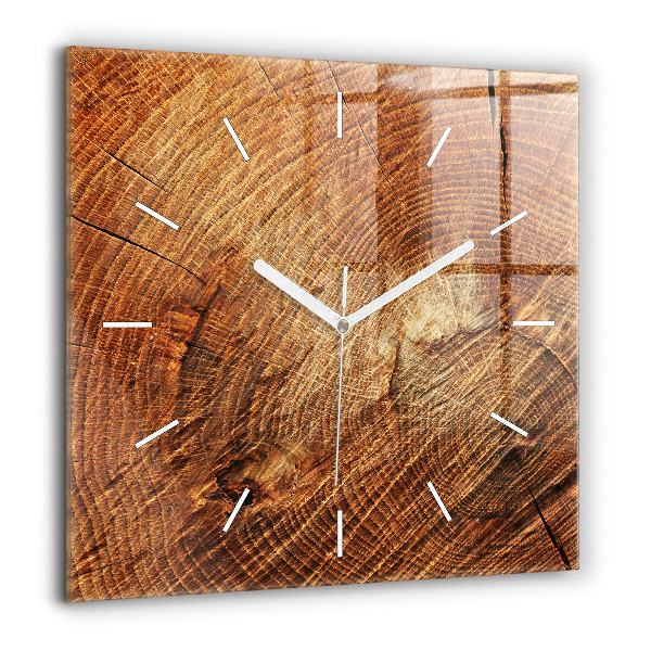 Horloge carrée en verre 60x60 cm Vieux tronc d'arbre