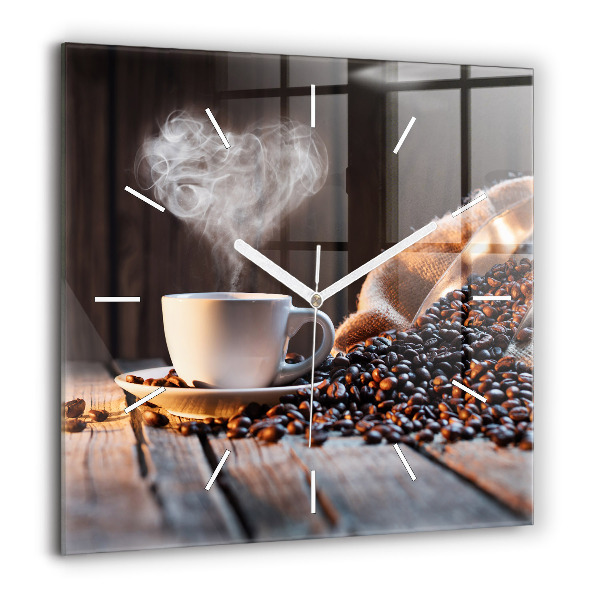 Horloge murale carrée 60x60 cm Tasse de café