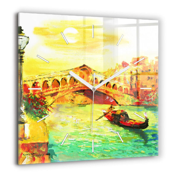 Horloge murale carrée 60x60 cm Pont du Rialto à Venise