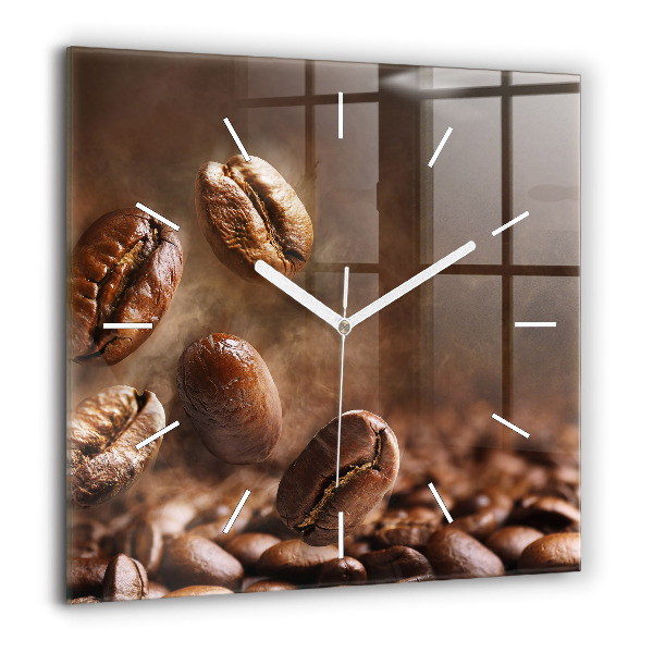 Horloge carrée en verre 60x60 cm Grains de café